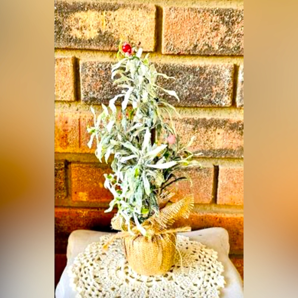 *Mini Artificial Frosty Herb Tree 10”
